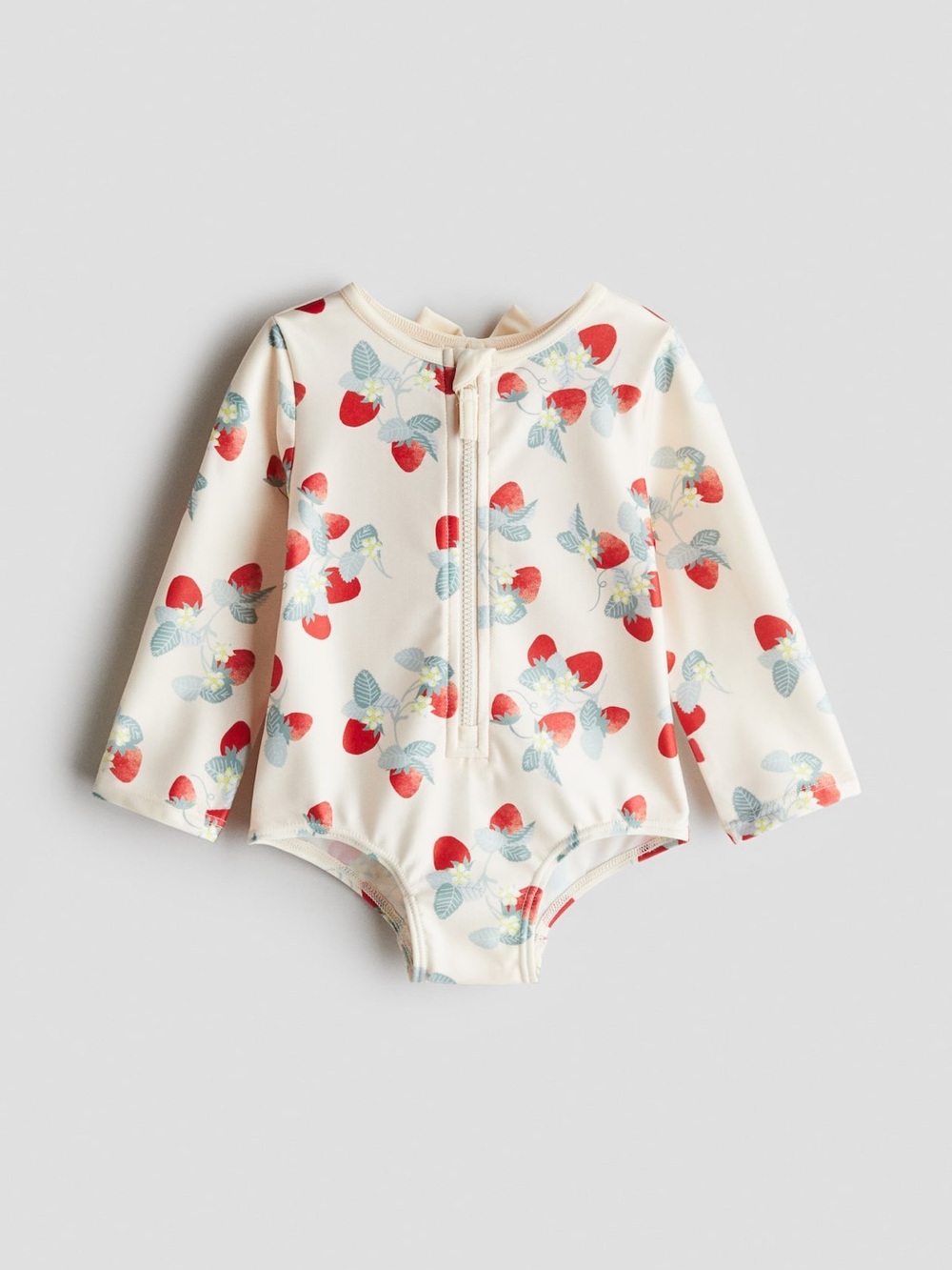 Girls H&M Cream Strawberry-Print Long-Sleeve Baby Swim One-Piece 3-6 months - Picture 1 of 9